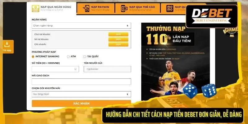 nạp tiền DEBET
